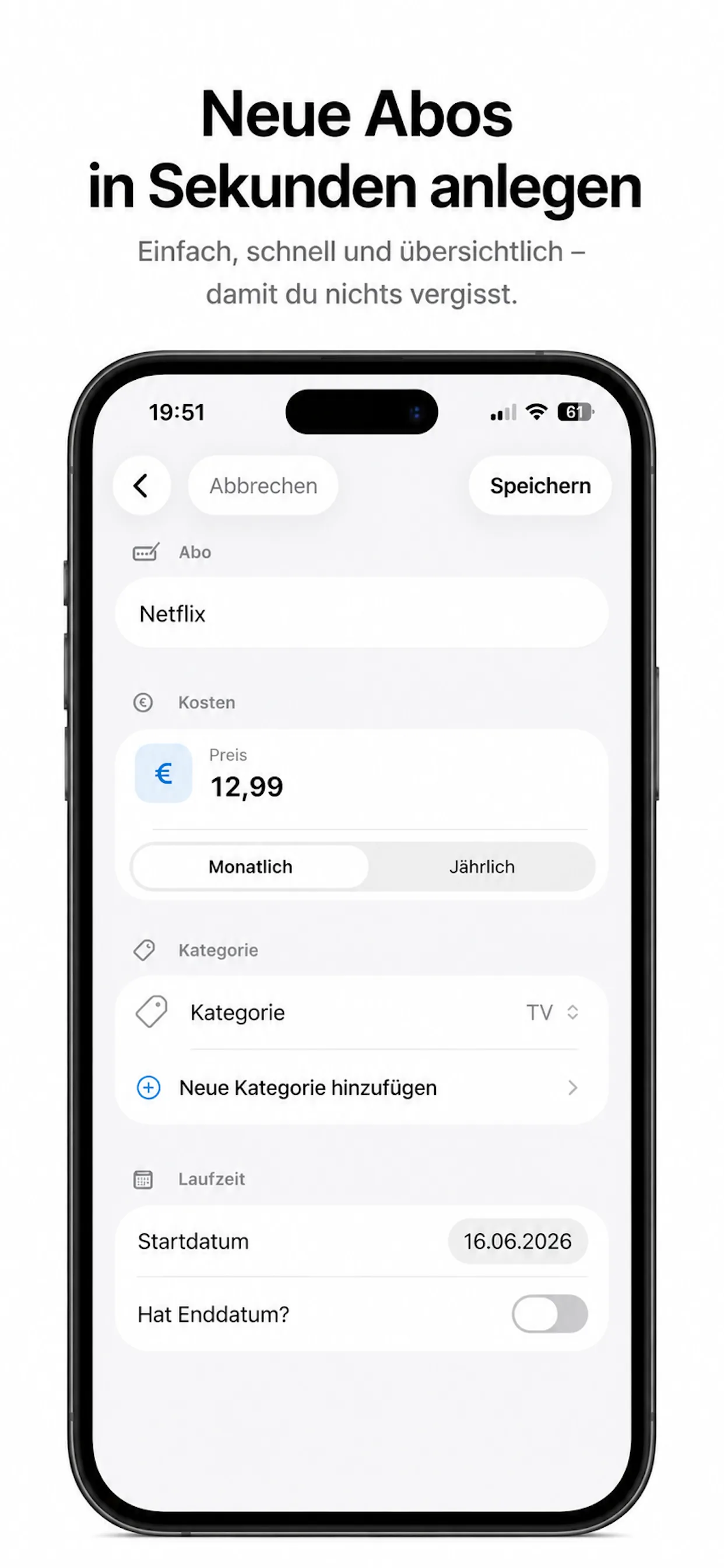 Neue Abos anlegen