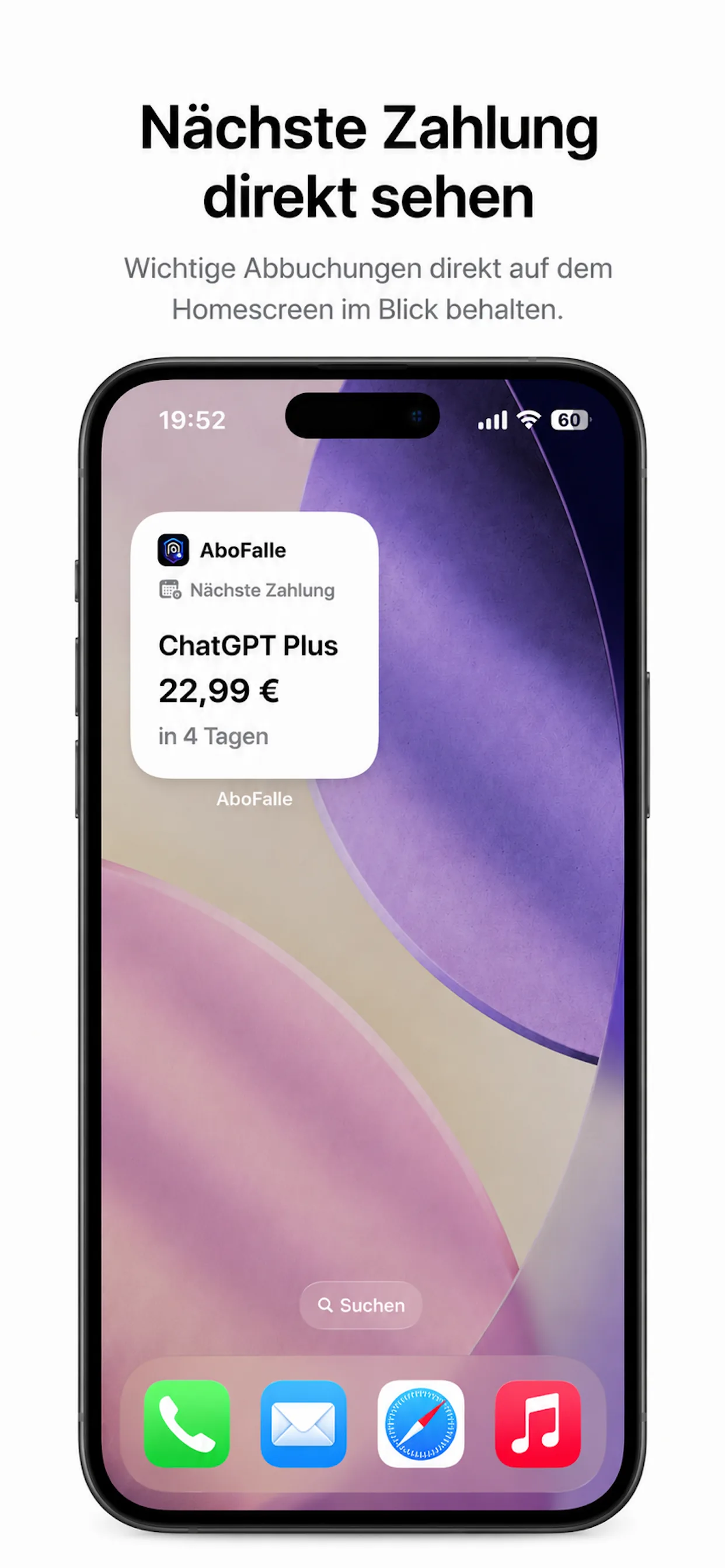 Widget nächste Zahlung